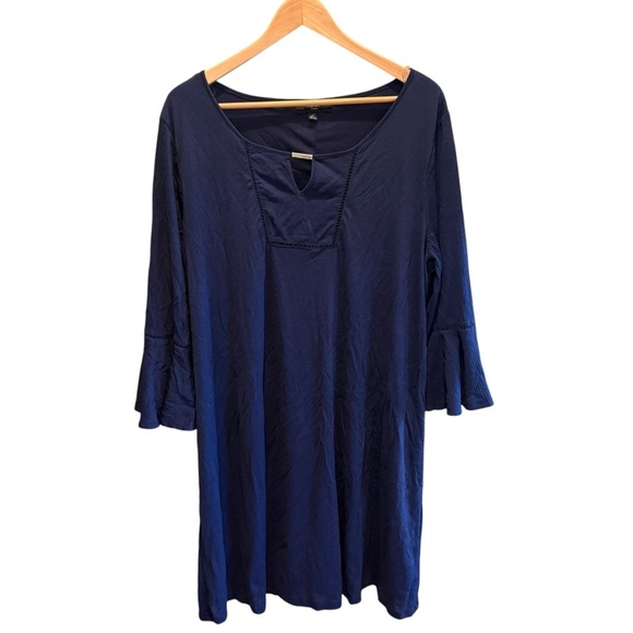 Naif Women's Plus Size 3X  Dress  Knee Length Round Neck 3/4 Sleeves Blue - Picture 1 of 12